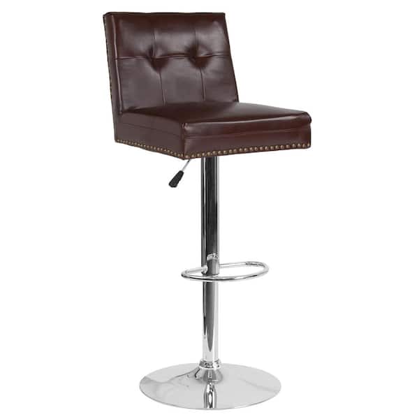 Brown Leather Bar Stool Cga Ds, Brown Leather Bar Stools Swivel