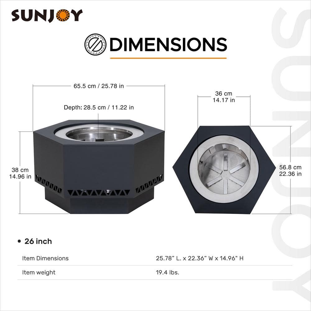 Lawrence Black Hexagonal Smokeless Wood Burning Fire Pit