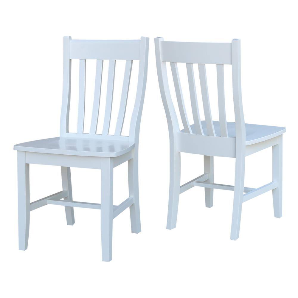 Elegant White Solid Wood High Slat Side Chairs, Set of 2