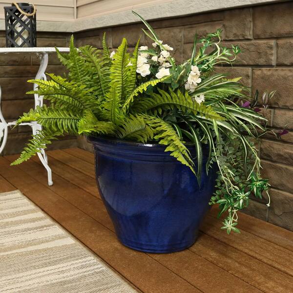 Sunnydaze Studio 18 in. Ceramic Imperial Blue Indoor/Outdoor