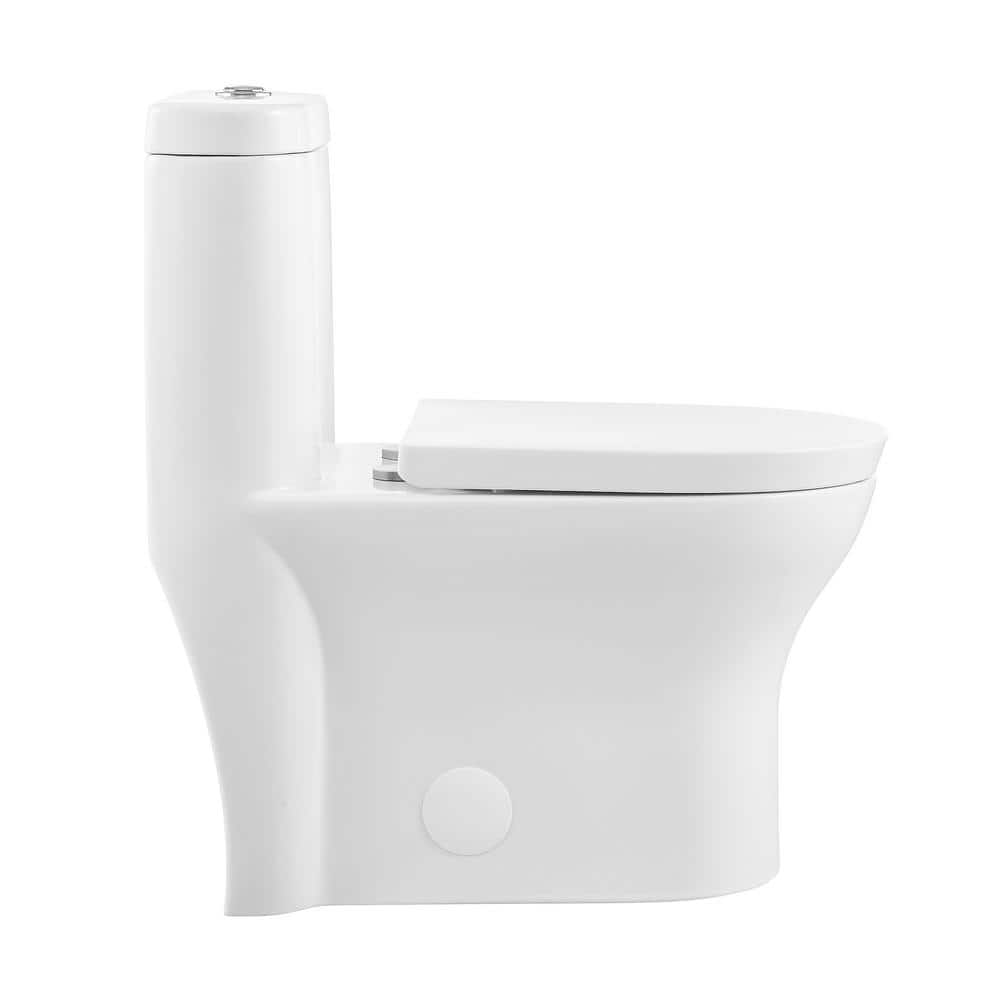 White Ceramic Elongated Dual Flush One-Piece Toilet