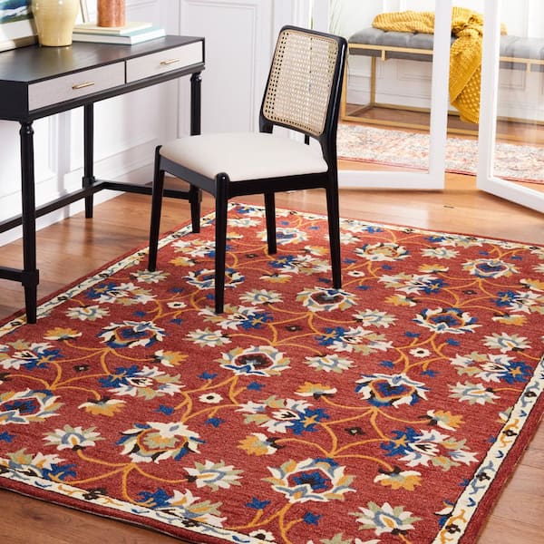 Micro-Loop Rust/Blue 5 ft. x 5 ft. Persian Square Area Rug