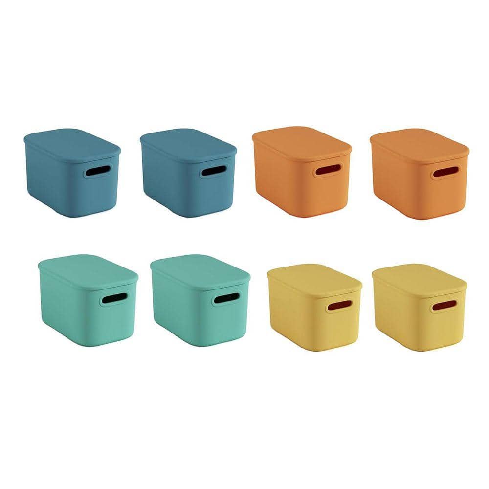Multi-Colored 9.8 in. x 5.7 in. Plastic Decorative Basket Set of 8
