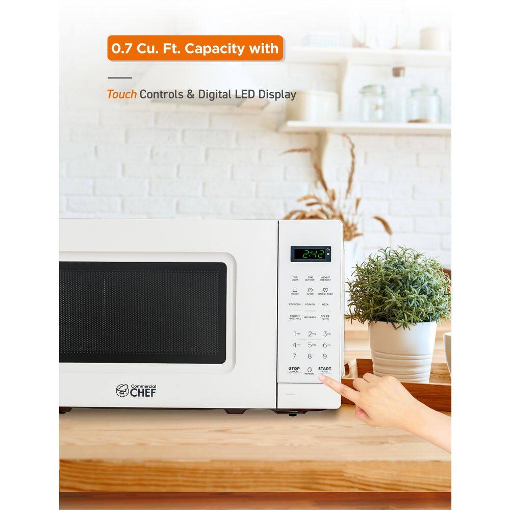 Compact White 0.7 Cu Ft Countertop Microwave Oven for RV
