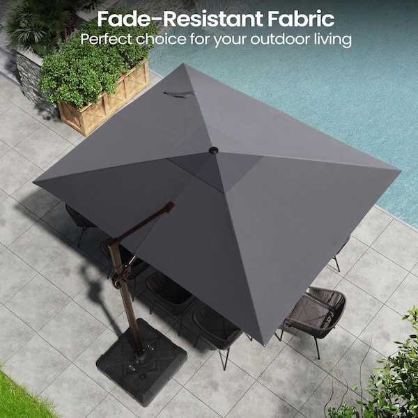 closest store for patio umbrella 9.5 Feet Pulley Lift Round Patio Umbrella with Fiberglass Ribs-Red