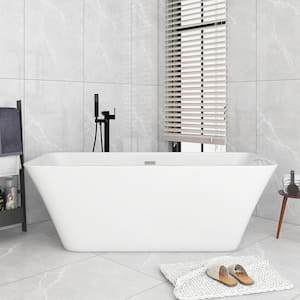 66 in. x 30 in. Soaking Bathtub with Center Drain in Glossy White