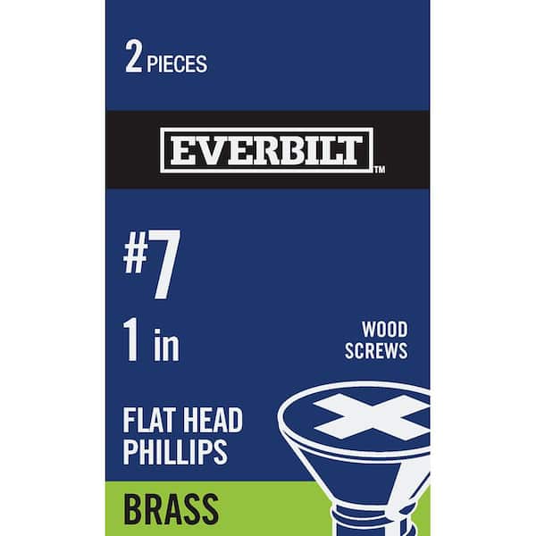Everbilt #7 x 1 in. Phillips Flat Head Brass Wood Screw (2-Pack)