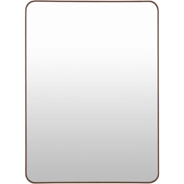 Aranya Modern Accent Mirror, Dark Brown, 35 in. H x 24 in. W x 1 in. D