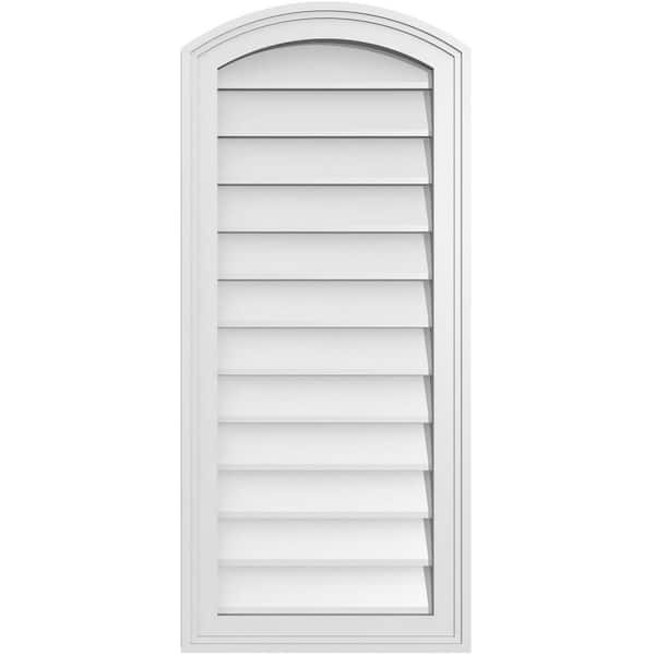 Ekena Millwork 16 in. x 36 in. Arch Top Surface Mount PVC Gable Vent: Functional with Brickmould Frame