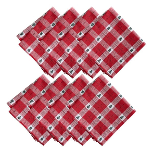 Sherwood Tree Dobby Napkins, Set of 8, Red - 17"W x 17"L