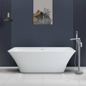 55 in. Contemporary Design Acrylic Soaking SPA Flatbottom Freestanding Non-Whirlpool Bathtub in White