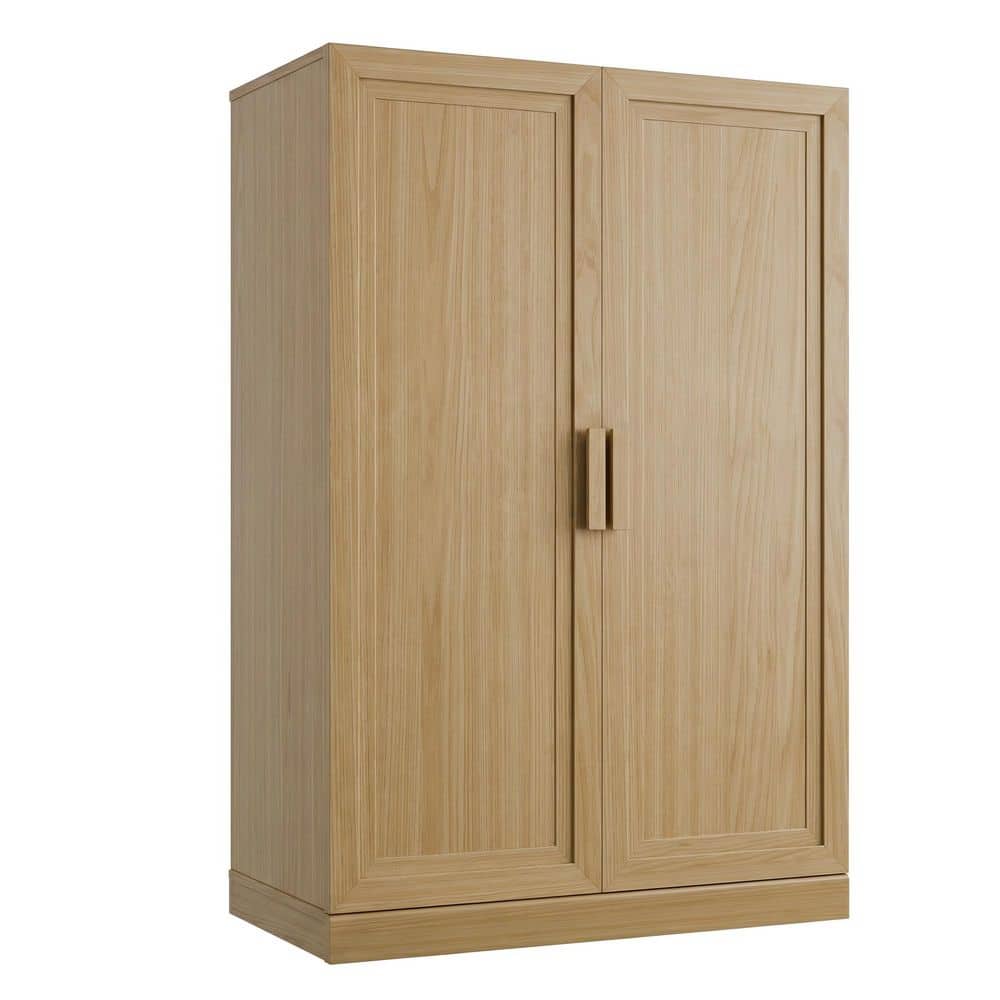 Natural Wood 49 in. H Storage Cabinet with Adjustable Shelves for Living Room Kitchen and Bedroom