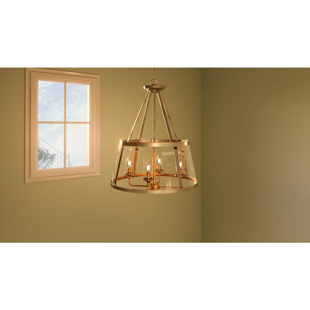 Barlow 4-Light Weathered Brass and Clear Glass Pendant