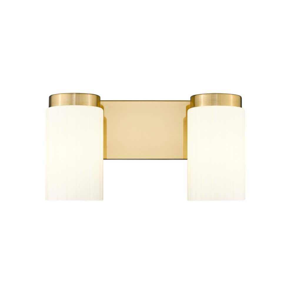 Luxe Gold Opal Glass 2-Light Modern Vanity Fixture