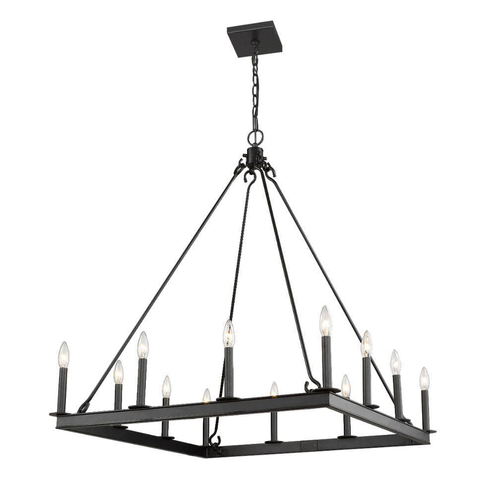 Barclay 12-Light Matte Black Chandelier with No Shade