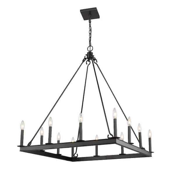 Unbranded Barclay 12-Light Matte Black Chandelier with No Shade