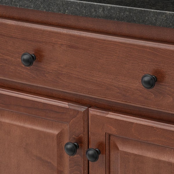 Nantes Collection 1-1/4 in. (32 mm) Vintage Matte Black Round Cabinet Knob