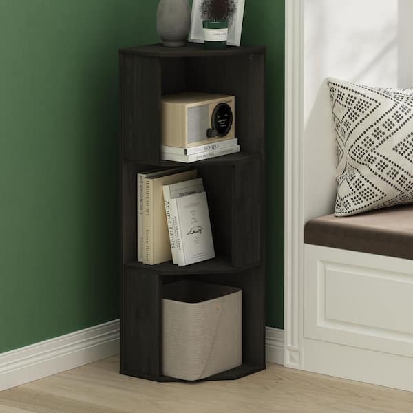 ECON 36.61 in. Tall Dark Espresso Wood 3-Shelf Etagere Bookcsae