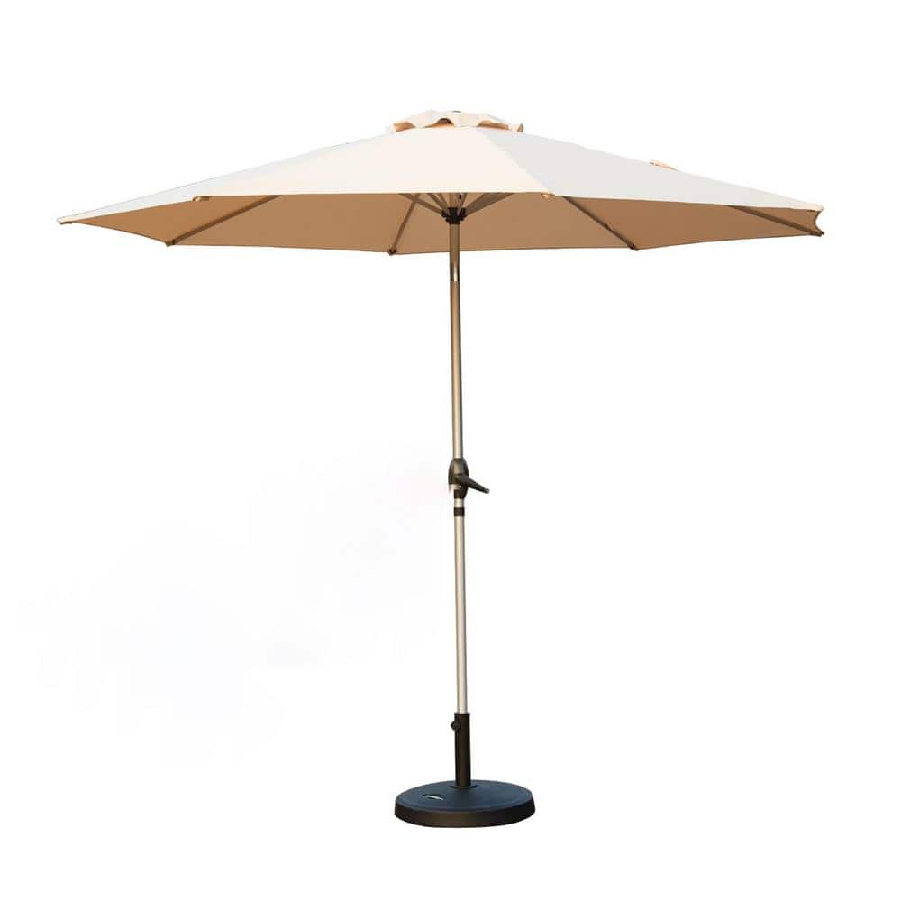 9 ft. Beige Market Outdoor Patio Table Umbrella with Push Button Tilt and C