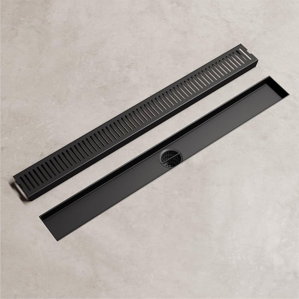 HYDROWARE HYD-0007 24 Linear Grid Shower Drain Finish: Matte Black