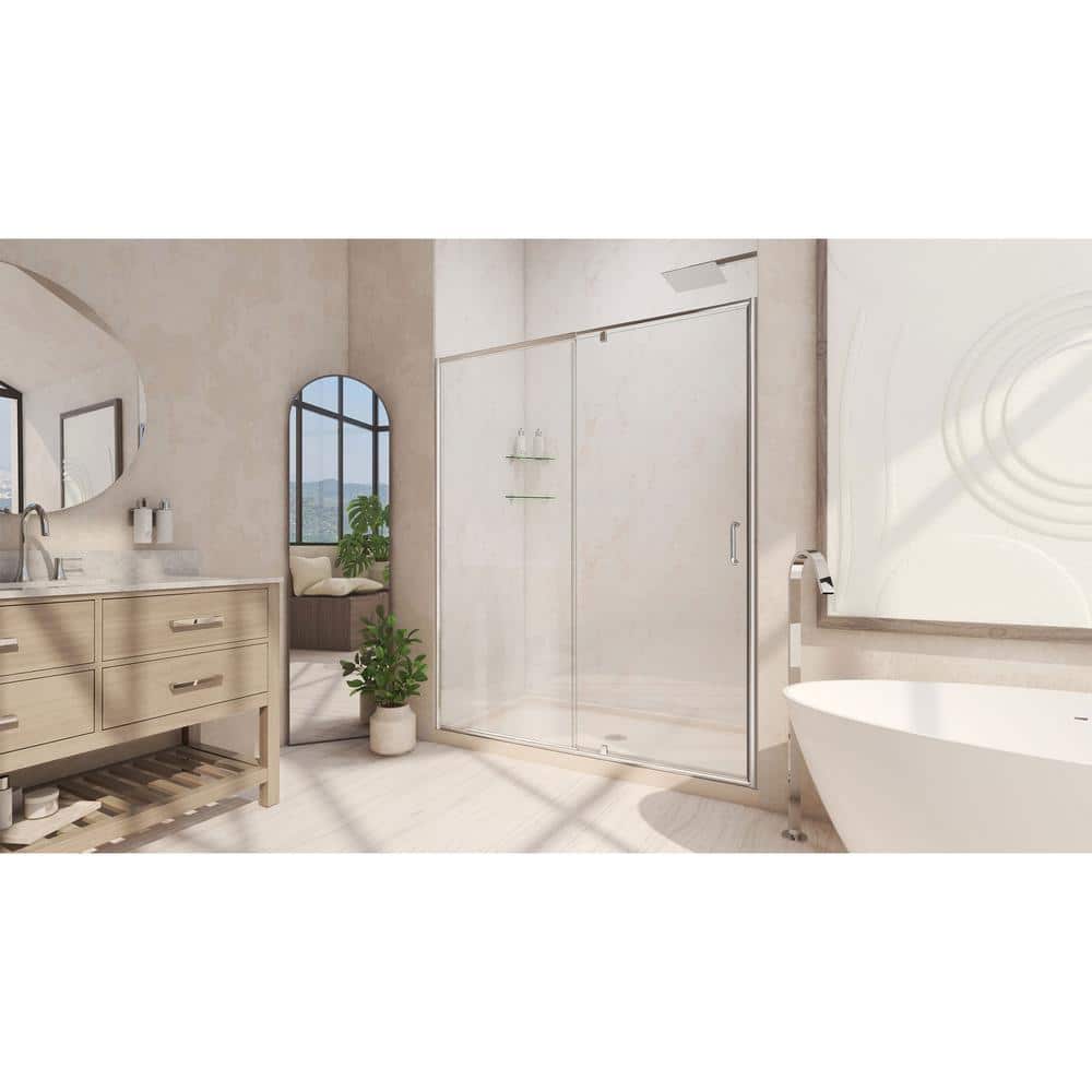 Flex 36" x 74.75" Chrome Frameless Pivot Shower Kit
