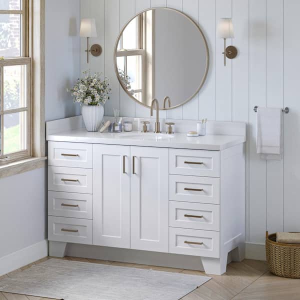 ARIEL Taylor 54 in. W x 21.5 in. D x 34.5 in. H Freestanding Bath Vanity Cabinet Only in White