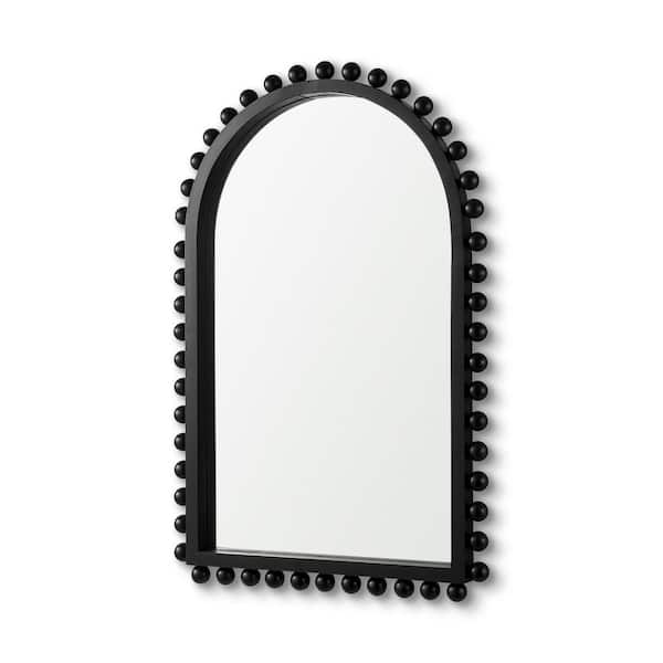 Leeds 23 in. W x 35 in. H Black Wood Arch Decorative Framed Mirror