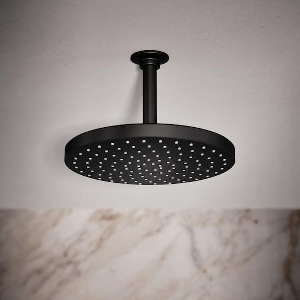 Awaken 1-Spray Patterns 2.5 GPM 9.875 in. Ceiling Mount Fixed Shower Head in Matte Black