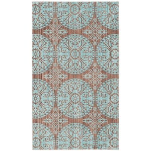 Valencia Brown/Alpine Doormat 3 ft. x 5 ft. Floral Area Rug