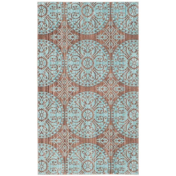Valencia Brown/Alpine Doormat 3 ft. x 5 ft. Floral Area Rug