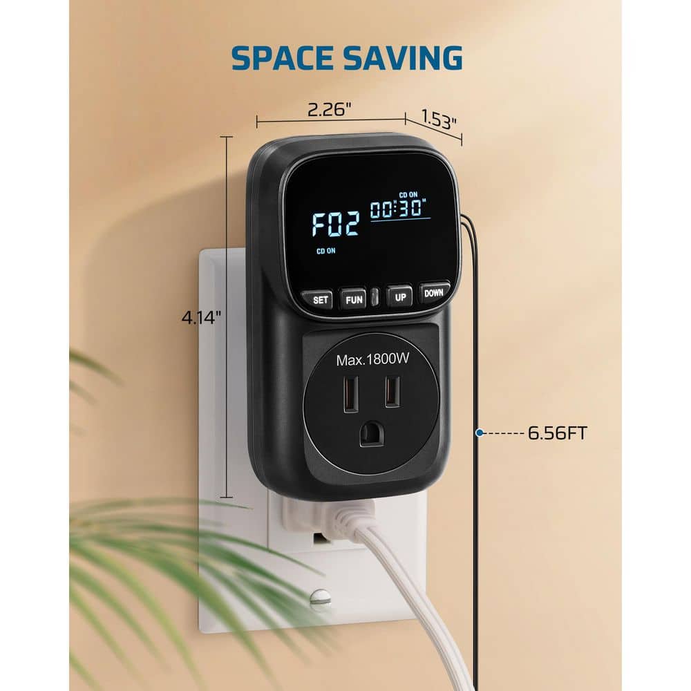 Black Digital Temperature Controller with VA Display and Programmable Timer