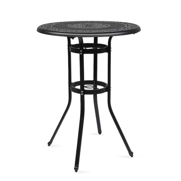 Karl home 32 in. x 32 in. x 41 in. Outdoor Patio Cast Aluminum Round Bar Table