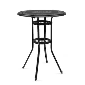 32 in. x 32 in. x 41 in. Outdoor Patio Cast Aluminum Round Bar Table