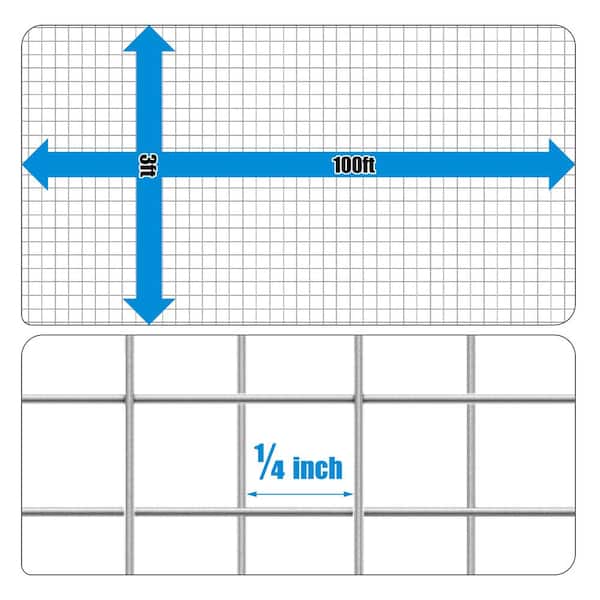 Fencer Wire 1/4 in. x 3 ft. x 100 ft. 23-Gauge Hardware Cloth, Hot-Dip Galvanized After Welding, Heavy-Duty Welding Fencing