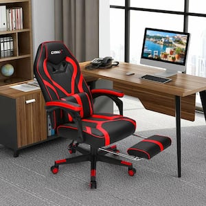 Red Plastic Massage Gaming Chair Racing Recliner Computer Desk Chair with Footrest