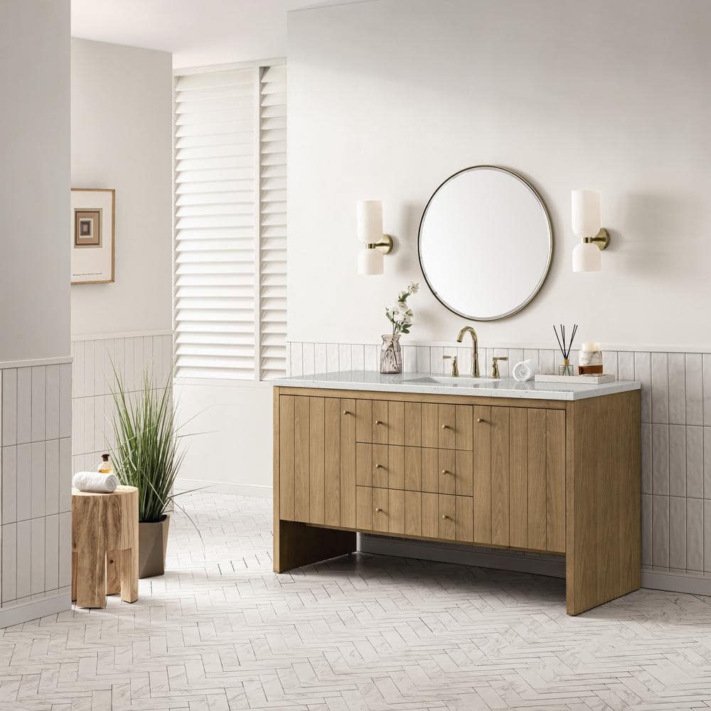 Hudson 60.0 in. W x 23.5 in. D x 34.2 in. H Single Bathroom Vanity Light Natural Oak and Lime Delight Quartz Top price history on PriceWatchPro