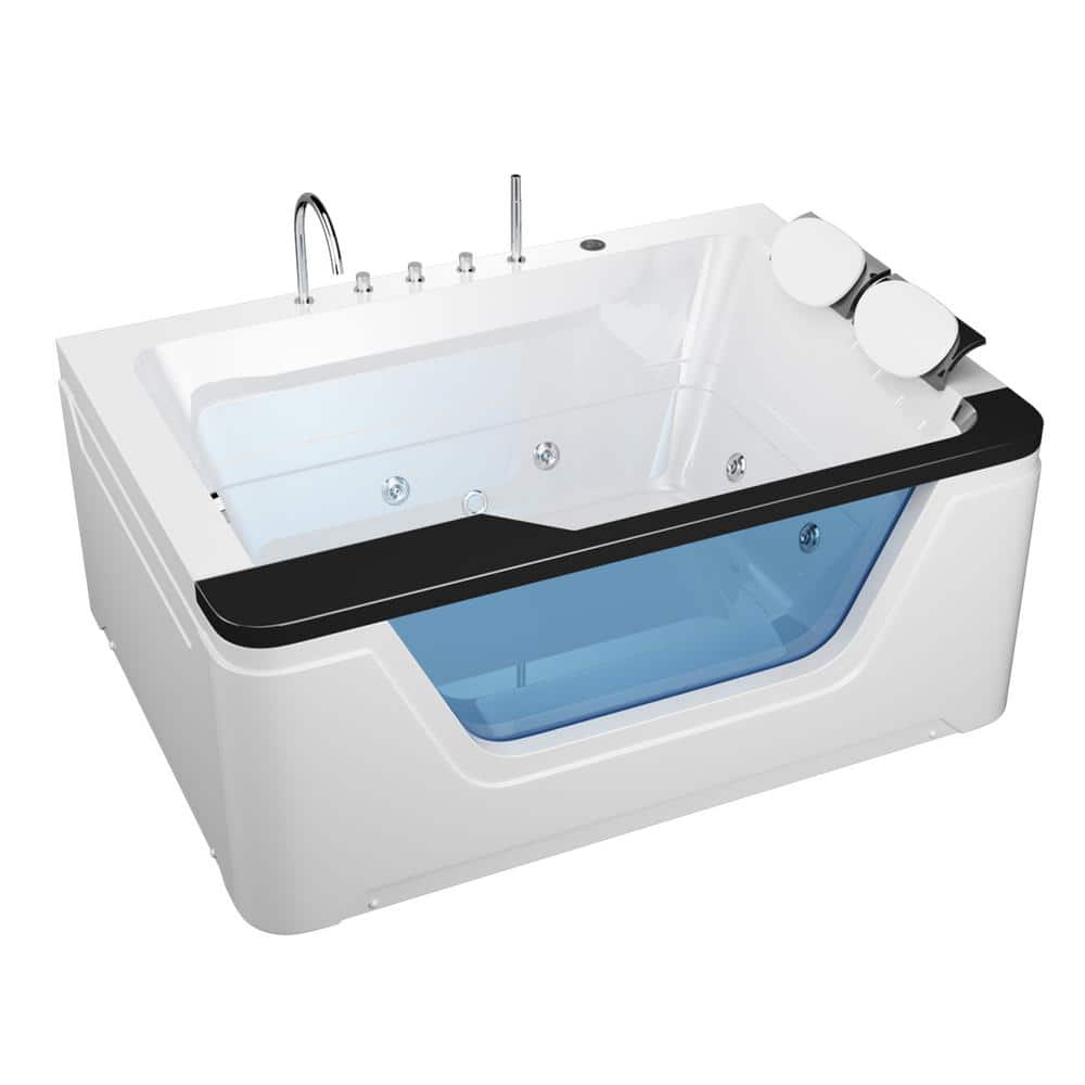 MUZZ 67 Whirlpool Air Massage Bathtub,Rectangular Water Jets Bath,Jetted  Soaking Hot Tub with Slip-Resistant,Jet Spa for Bathtub with Faucet  Set,Drop