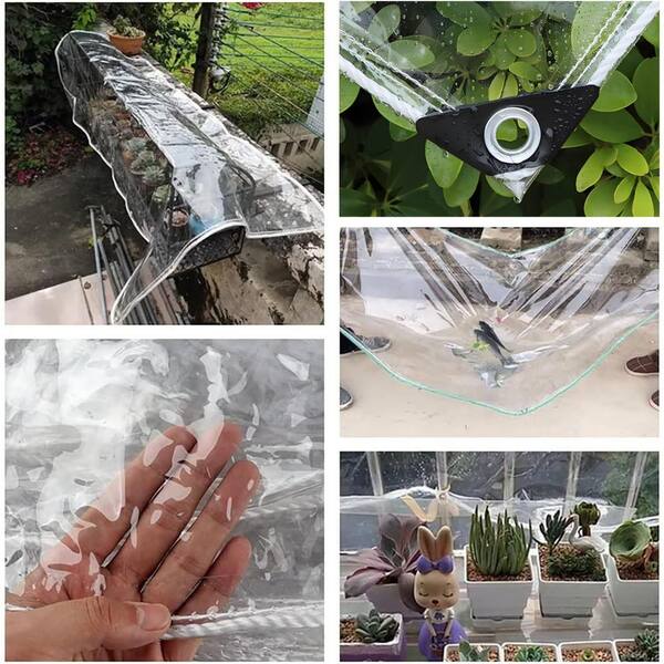 thumbnail image 2 of 8x10 FT Clear Tarp Heavy Duty Waterproof For Patio Winterizing - 5 Mil Anti-Tear Snowproof & Windproof Clear Plastic Tarps With Grommets For Winter 2 of 11