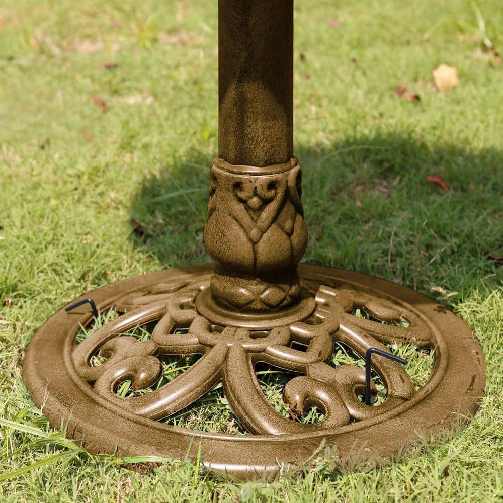 Antique Copper Polyresin Solar Powered Bird Bath Fountain