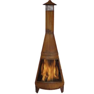 Sunnydaze Decor 60 in. Steel Outdoor Wood-Burning Chiminea Fire Pit RCM ...