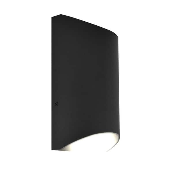 LUXRITE 8 in. Black Outdoor LED Up and Down Wall Sconce Light Fixture 3CCT 3000K-5000K 9-Watt/12-Watt/15-Watt ETL IP65