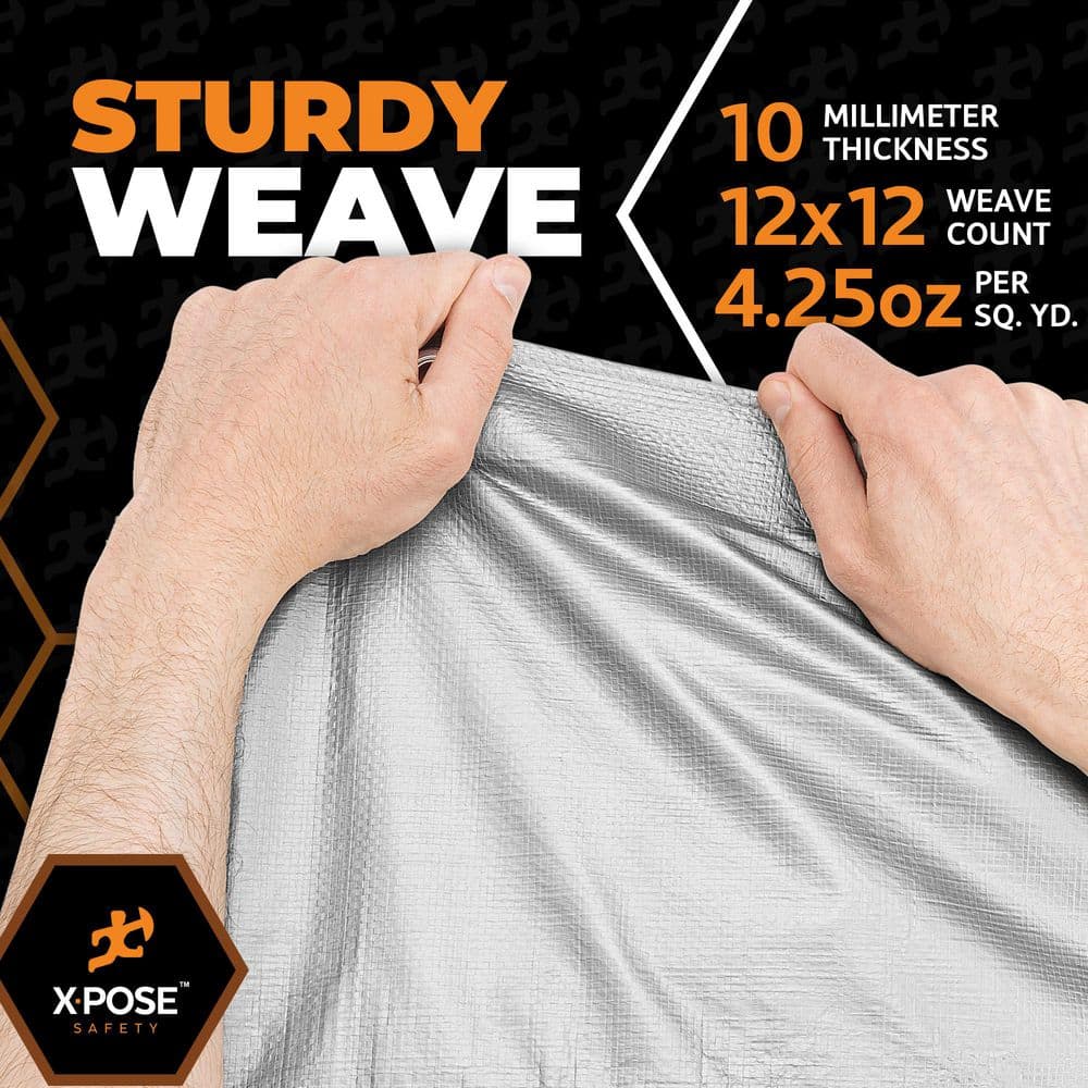 Heavy Duty Silver and Black Polyethylene Tarp with Brass Grommets, 25' x 40'