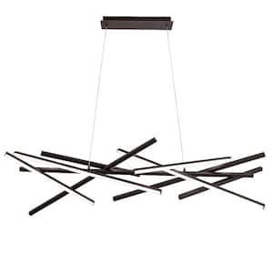 Carly 1-Light Dimmable Integrated LED Matte Black Cluster Linear Chandelier for Living Room