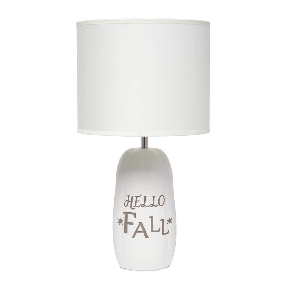 White Ceramic Pumpkin-Shaped Table Lamp with Fabric Shade