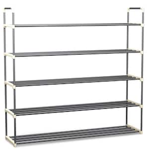 37 H 30-Pair 5-Tier Gray Plastic Shoe Rack