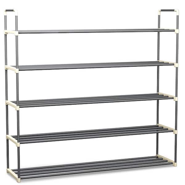  370 H 30-Pair 5-Tier Gray Polymer Shoe Rack