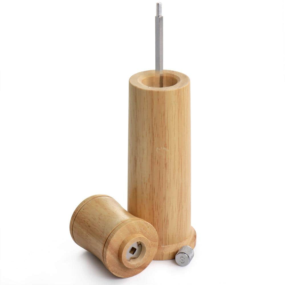 9-Inch Brown Rubberwood Pepper Grinder with Steel Core