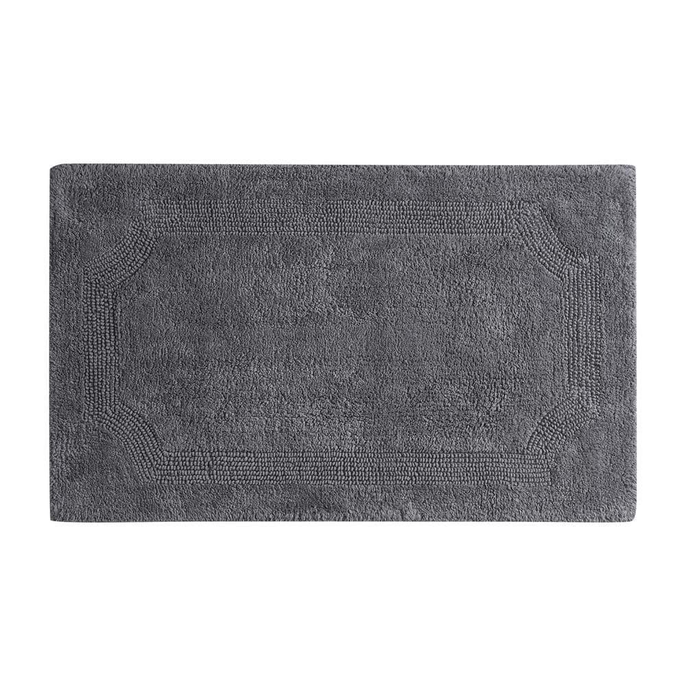 Laura Ashley Reversible Charcoal 21 in. x 34 in. Cotton Bath Mat