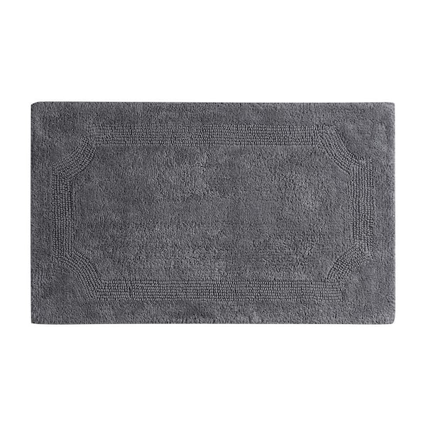 Laura Ashley Reversible Charcoal 21 in. x 34 in. Cotton Bath Mat