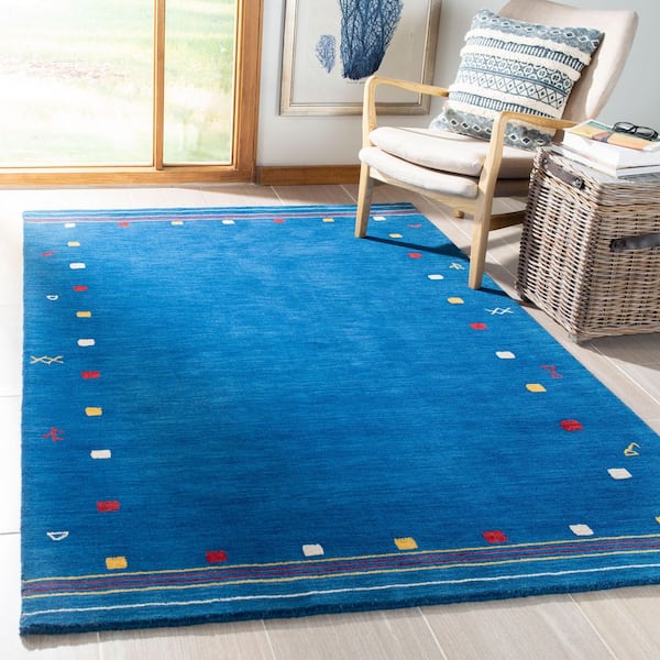 Himalaya Blue 5 ft. x 8 ft. Solid Color Striped Area Rug